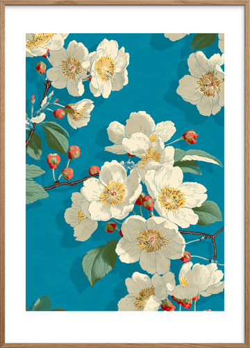 Blid duft af sommerregn - Oak Frame, With White Border