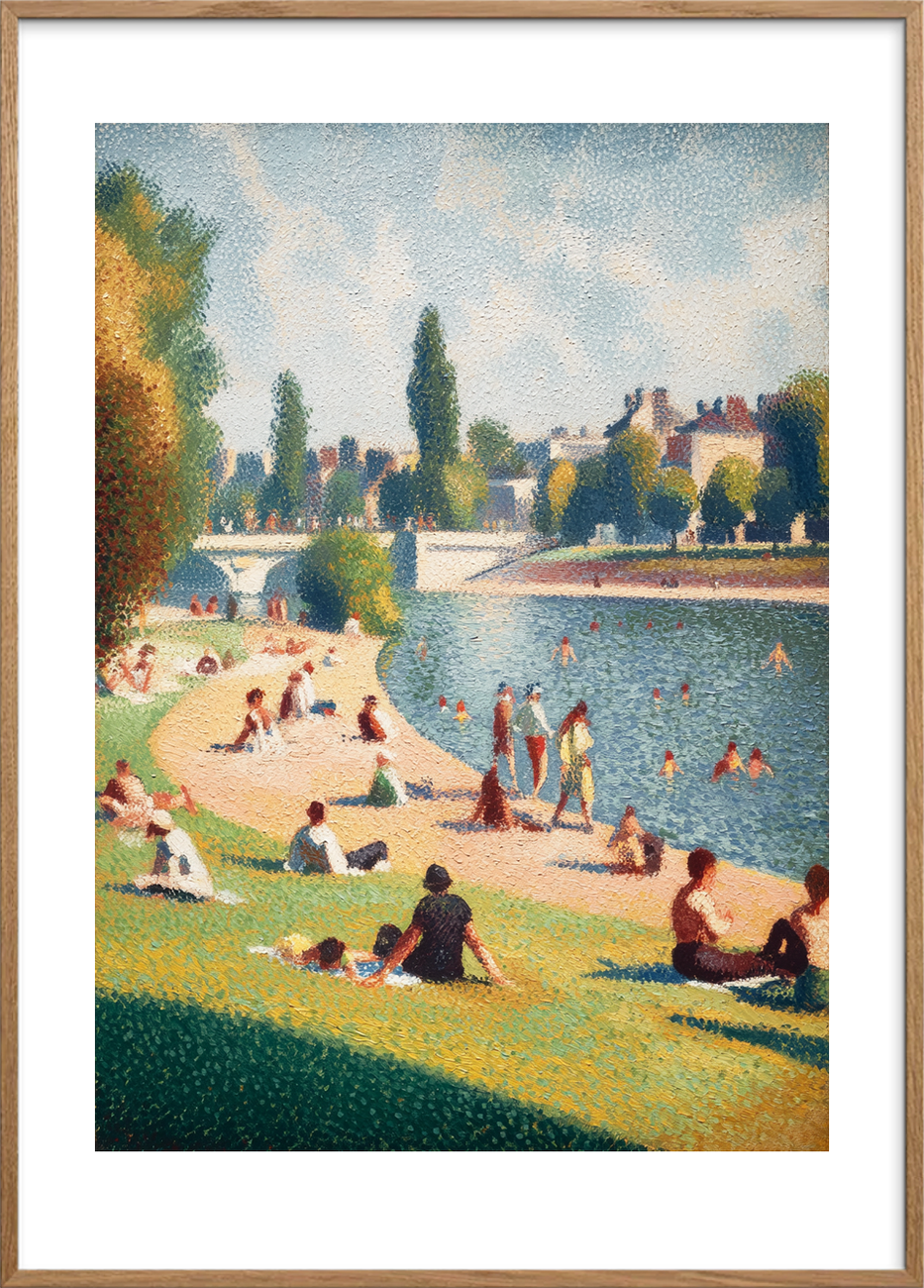 Smagen af sommer ved åen - Oak Frame, With White Border