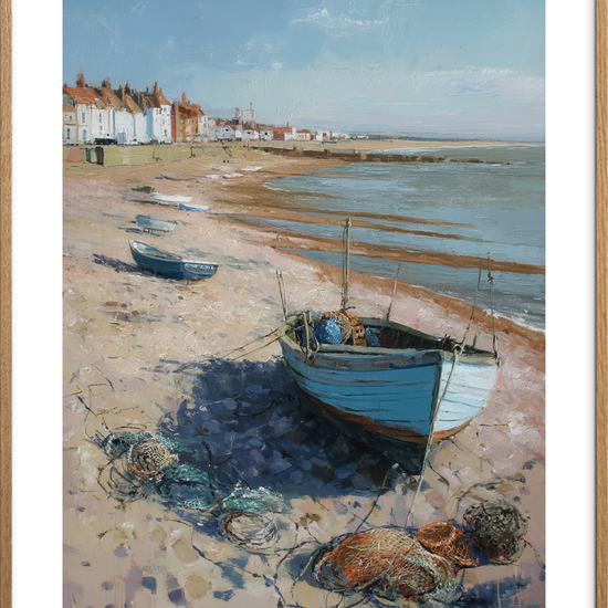 Sandets kølige salte berøring - Oak Frame, With White Border