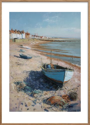 Sandets kølige salte berøring - Oak Frame, With White Border