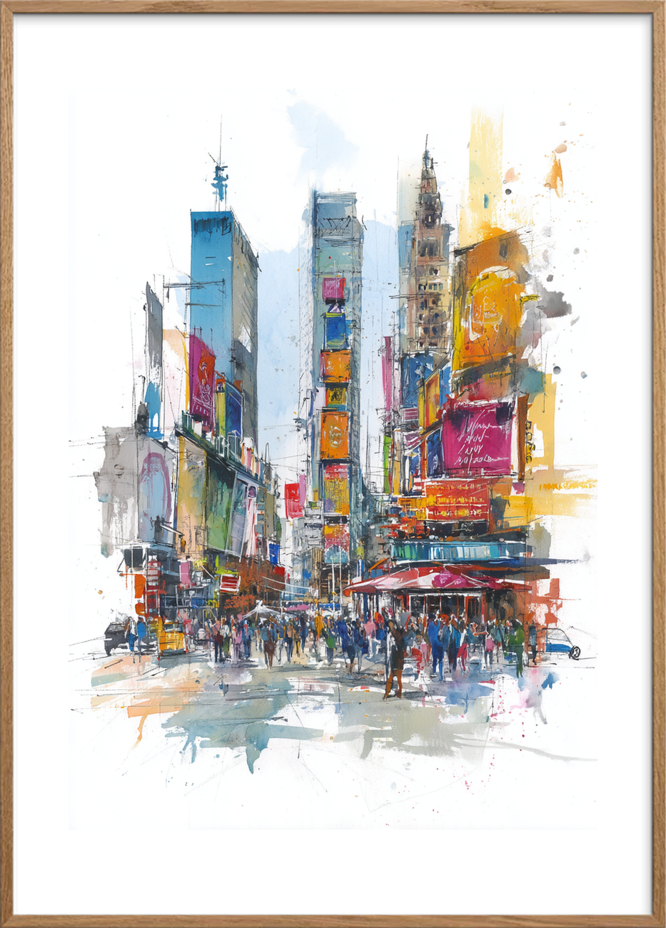 Lyd af neon og fodtrin - Oak Frame, With White Border