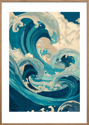 Smagen af salt og storm - Oak Frame, With White Border