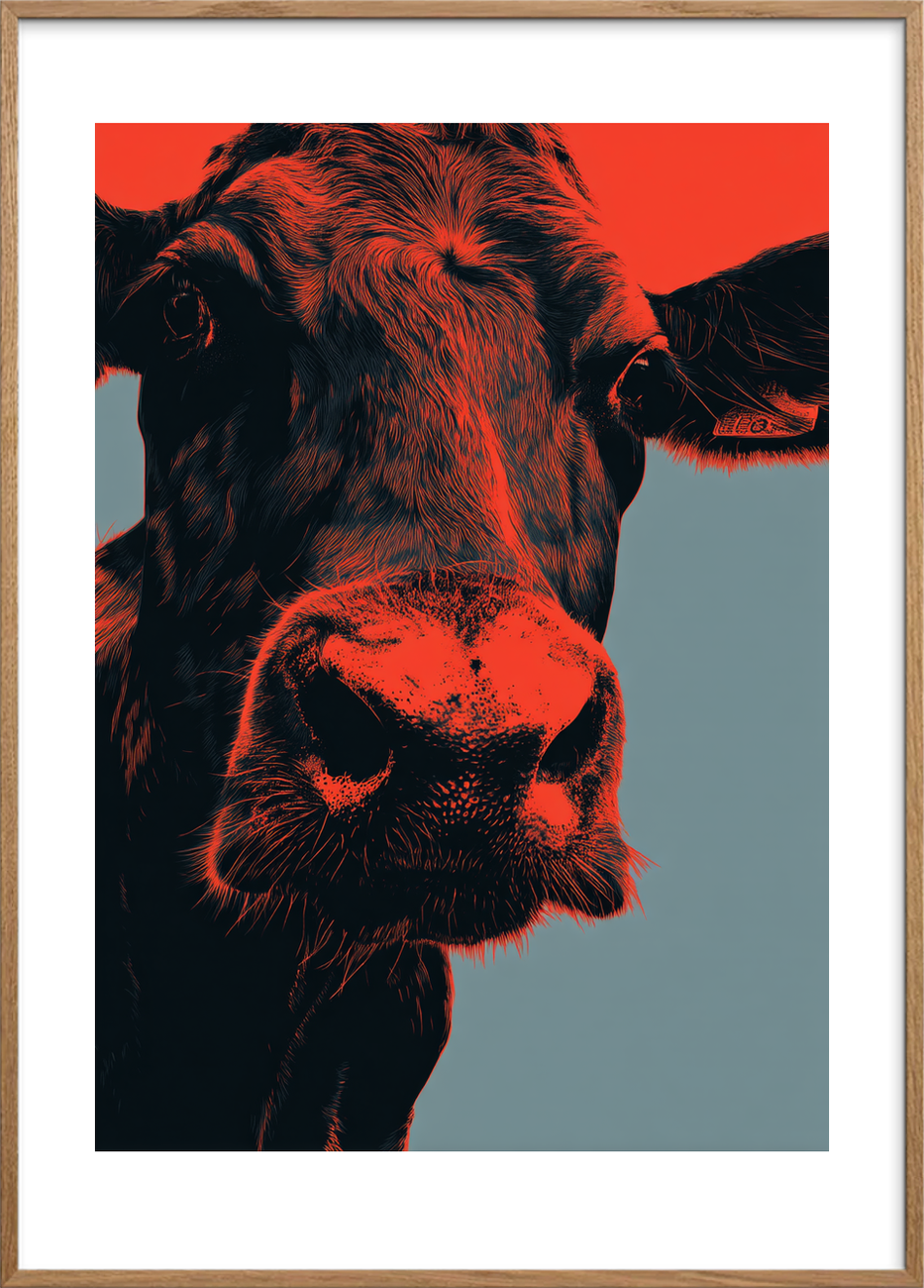 Våd mule, dyb brummen - Oak Frame, With White Border