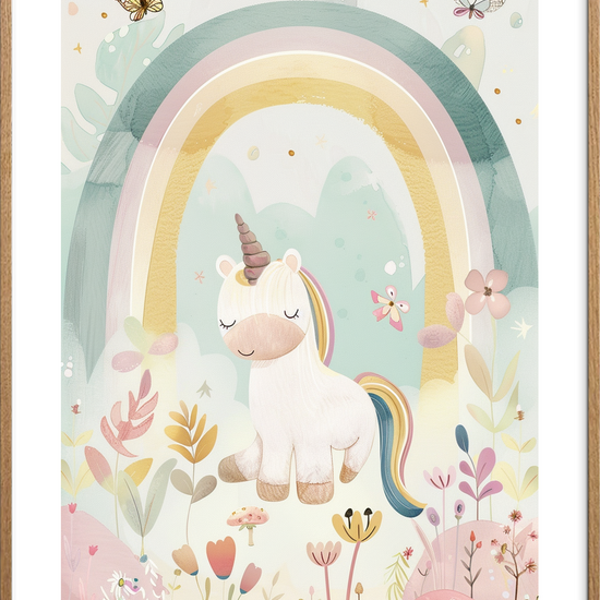 Silke under regnbuens åndedrag - Oak Frame, With White Border