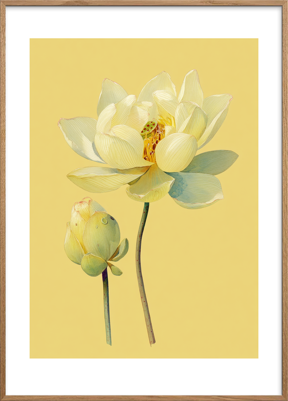 Honningens stille hvisken - Oak Frame, With White Border