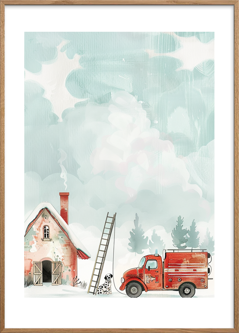 Stigens sang i vinterhimlen - Oak Frame, With White Border