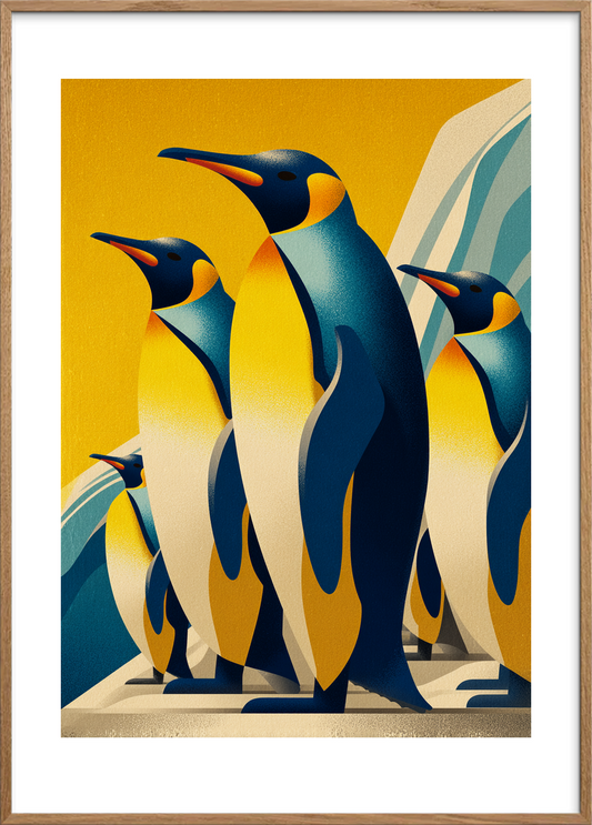 Klang af is og guld - Oak Frame, With White Border