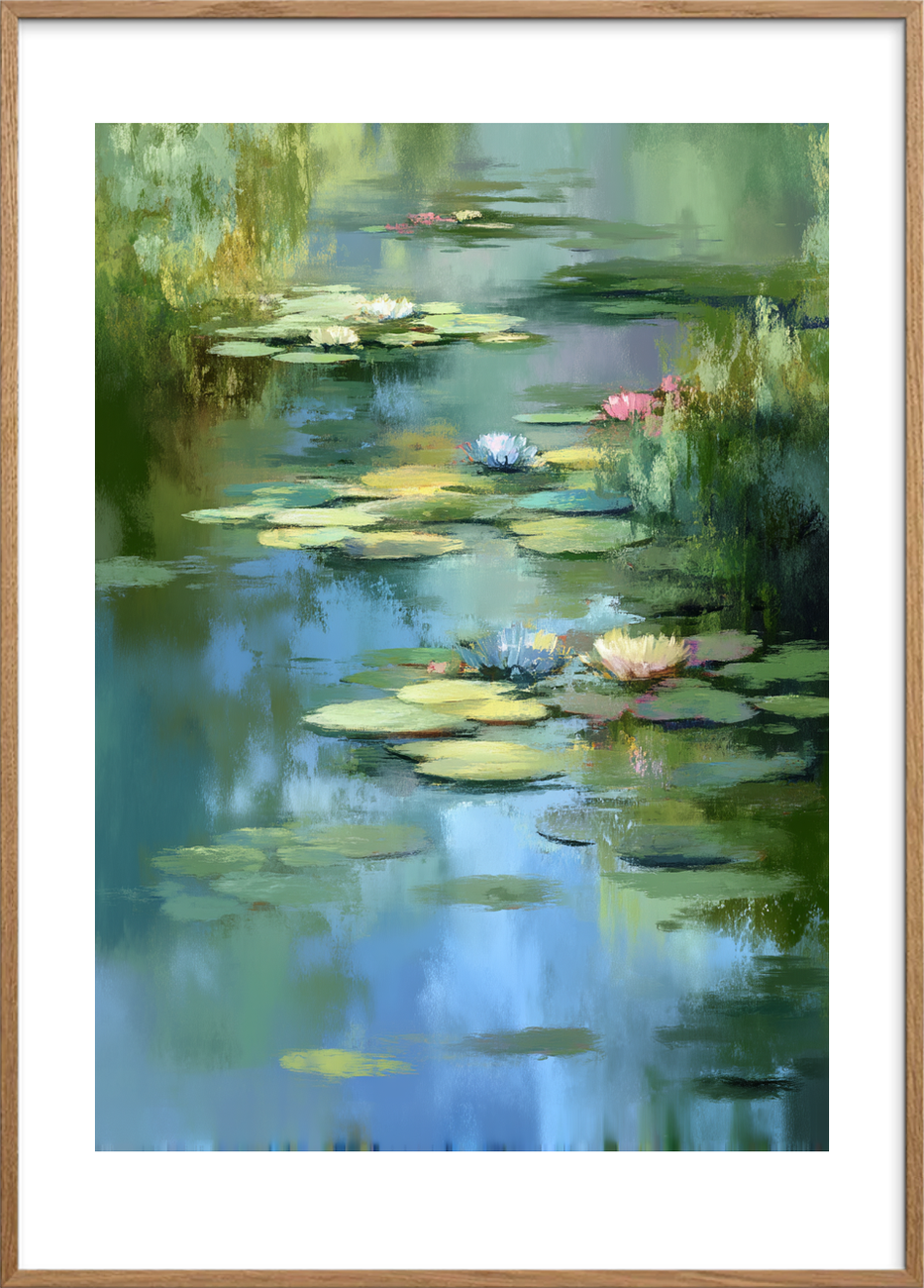 Vandliljens tause klang - Oak Frame, With White Border