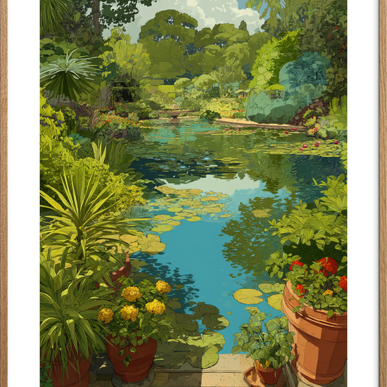 Vandets hvisken ved dammen - Oak Frame, With White Border