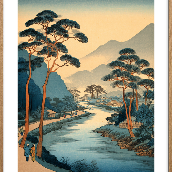 Sus fra fyrretræerne - Oak Frame, With White Border