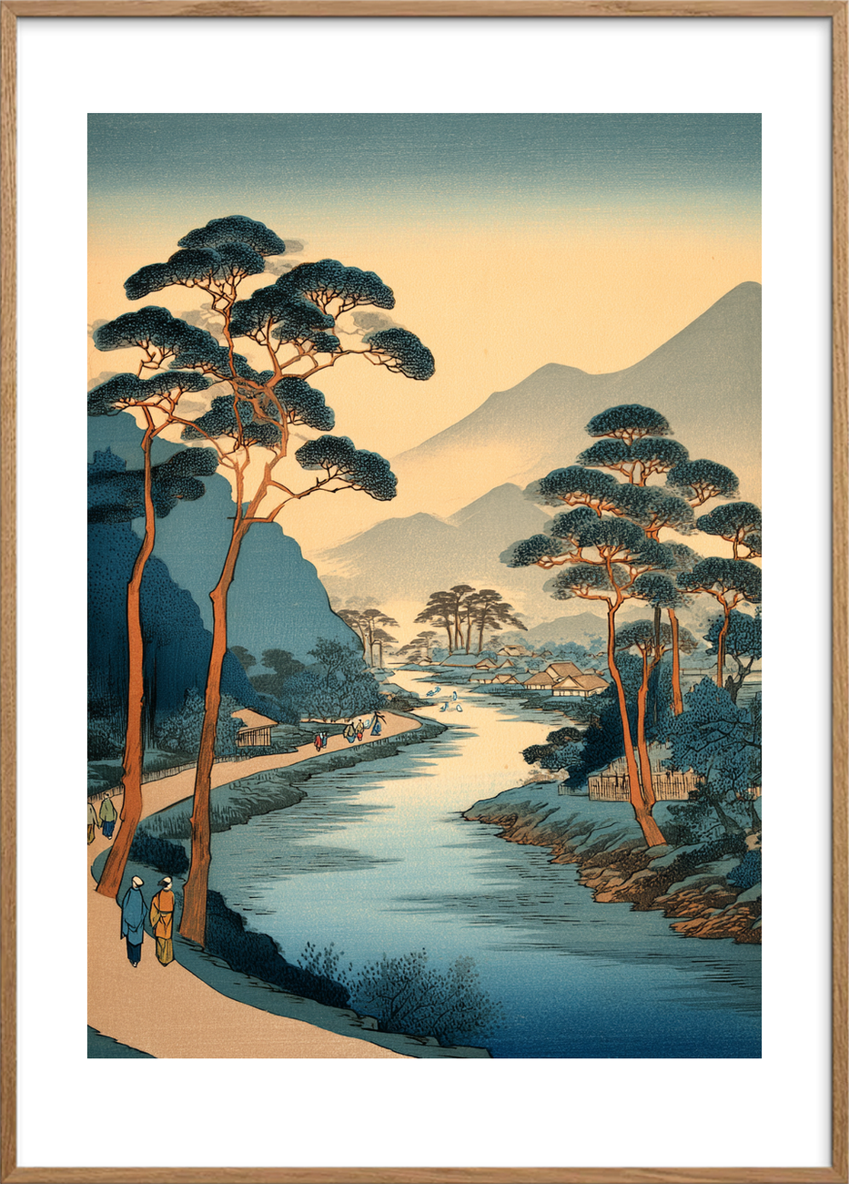 Sus fra fyrretræerne - Oak Frame, With White Border