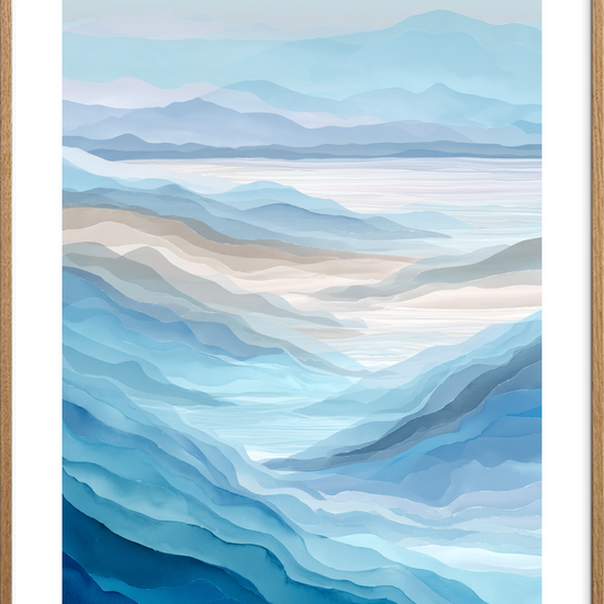 Havets hvisken mod bjerge - Oak Frame, With White Border