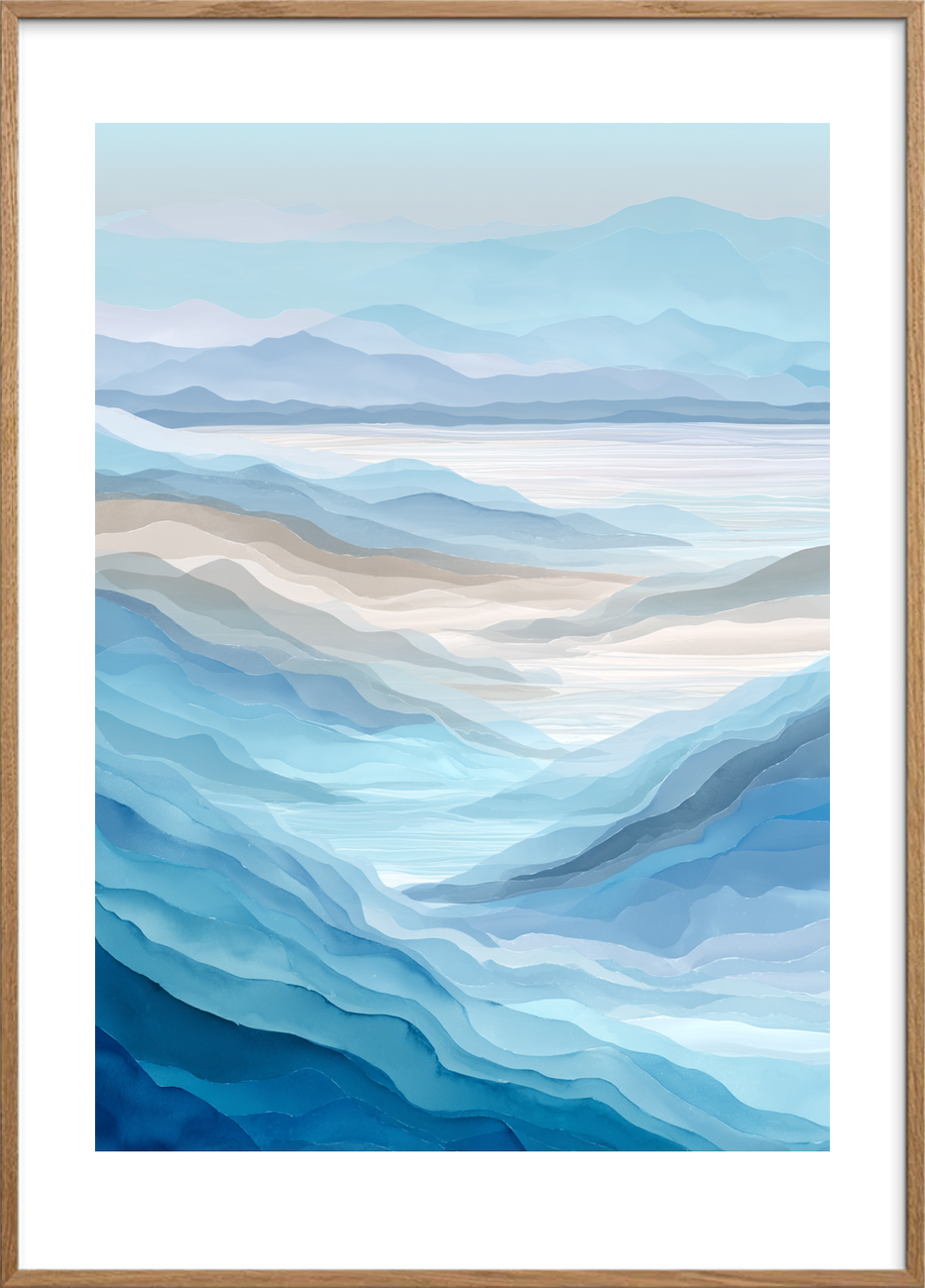Havets hvisken mod bjerge - Oak Frame, With White Border