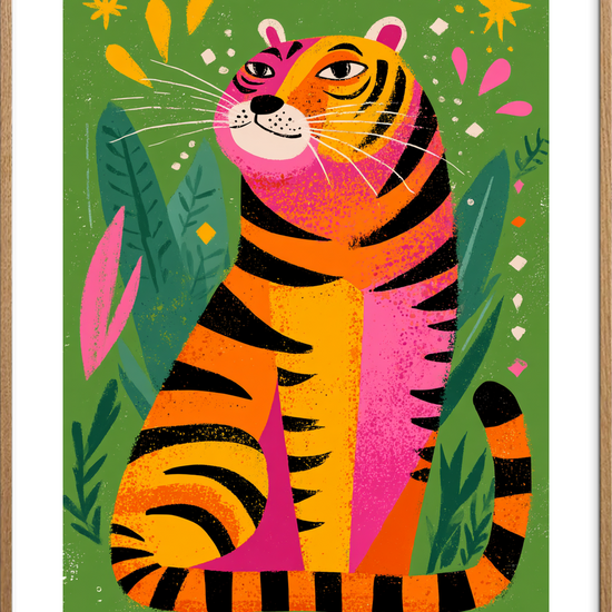 Stille brøl i farver - Oak Frame, With White Border