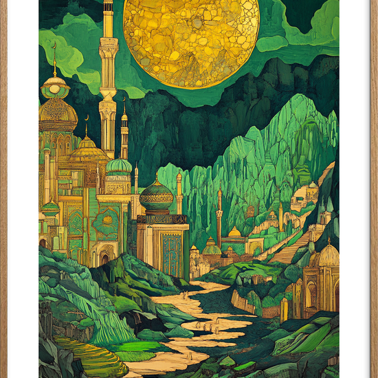 Den sprækkede sol over smaragdbyen - Oak Frame, With White Border