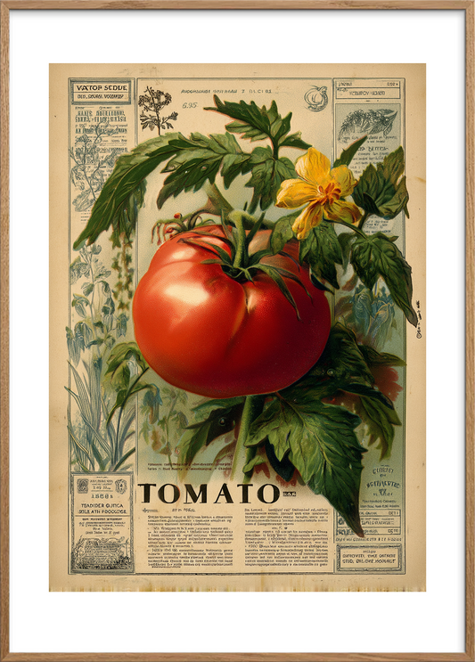 Smagen af solmoden tomat - Oak Frame, With White Border