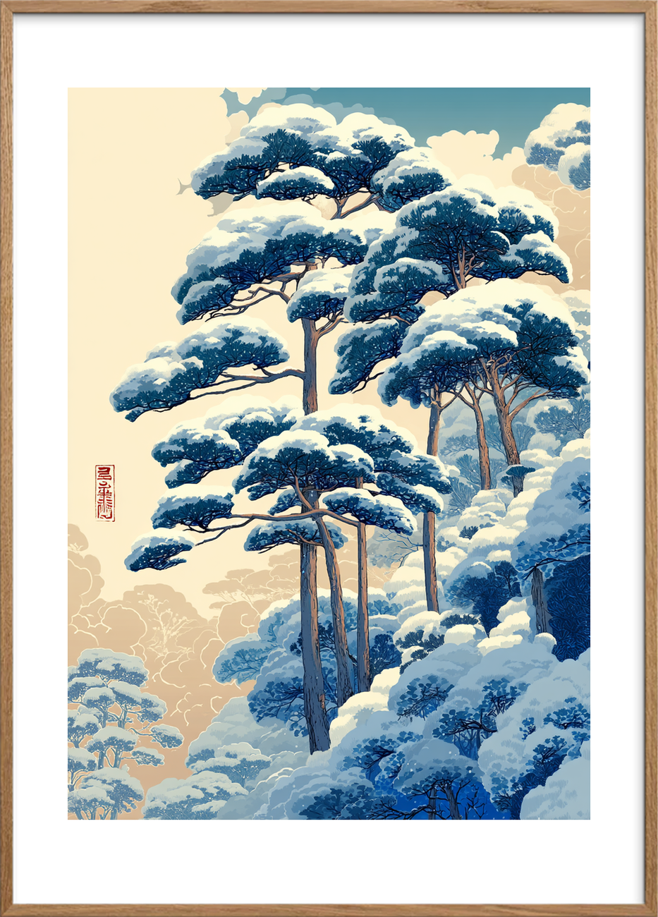 Stilhedens kolde åndedrag - Oak Frame, With White Border