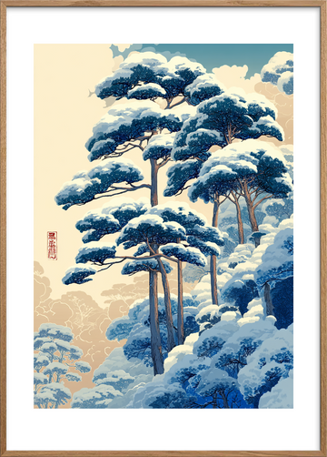 Stilhedens kolde åndedrag - Oak Frame, With White Border