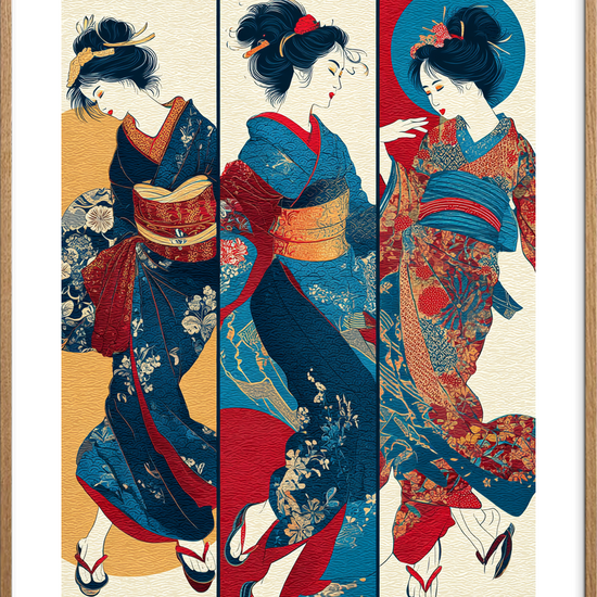 Hviskende silke i dans - Oak Frame, With White Border