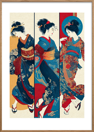 Hviskende silke i dans - Oak Frame, With White Border