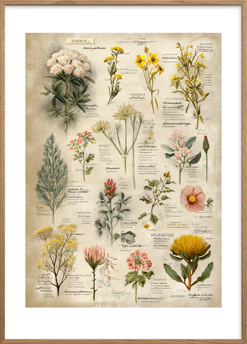 Blomsternes stille symfoni - Oak Frame, With White Border