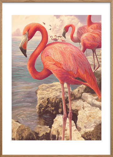 Havet hvisker i fjer - Oak Frame, With White Border