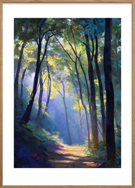 Morgenduggens stille sang - Oak Frame, With White Border