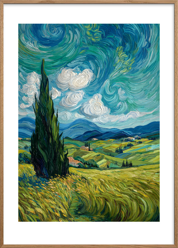 Himlens hvisken og markens sus - Oak Frame, With White Border