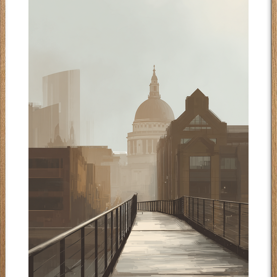 Hviskende bro mod kuppel - Oak Frame, With White Border