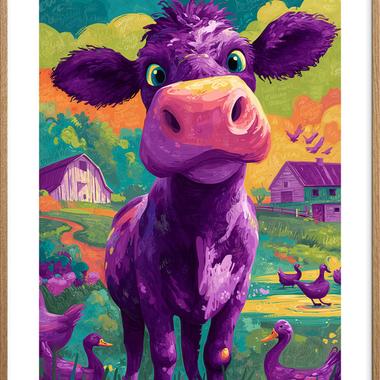 Mælkens symfoni - Oak Frame, With White Border