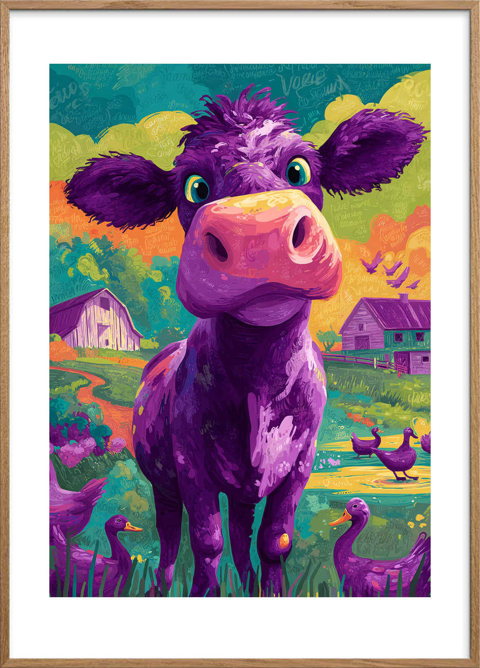 Mælkens symfoni - Oak Frame, With White Border