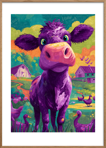 Mælkens symfoni - Oak Frame, With White Border