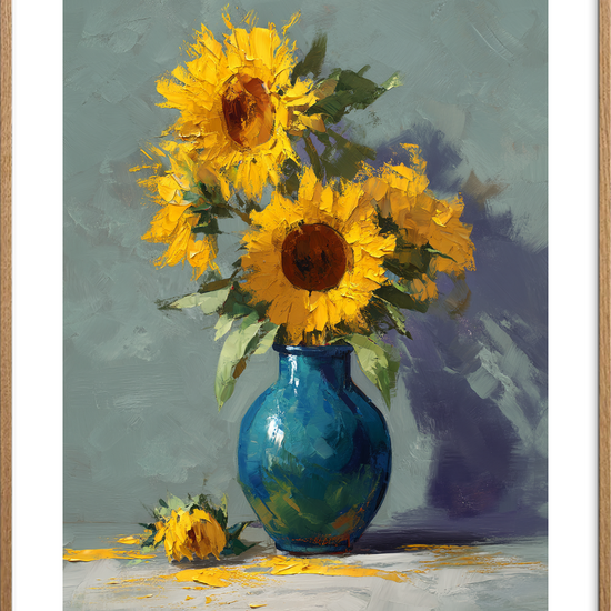 Solens smag af honning - Oak Frame, With White Border