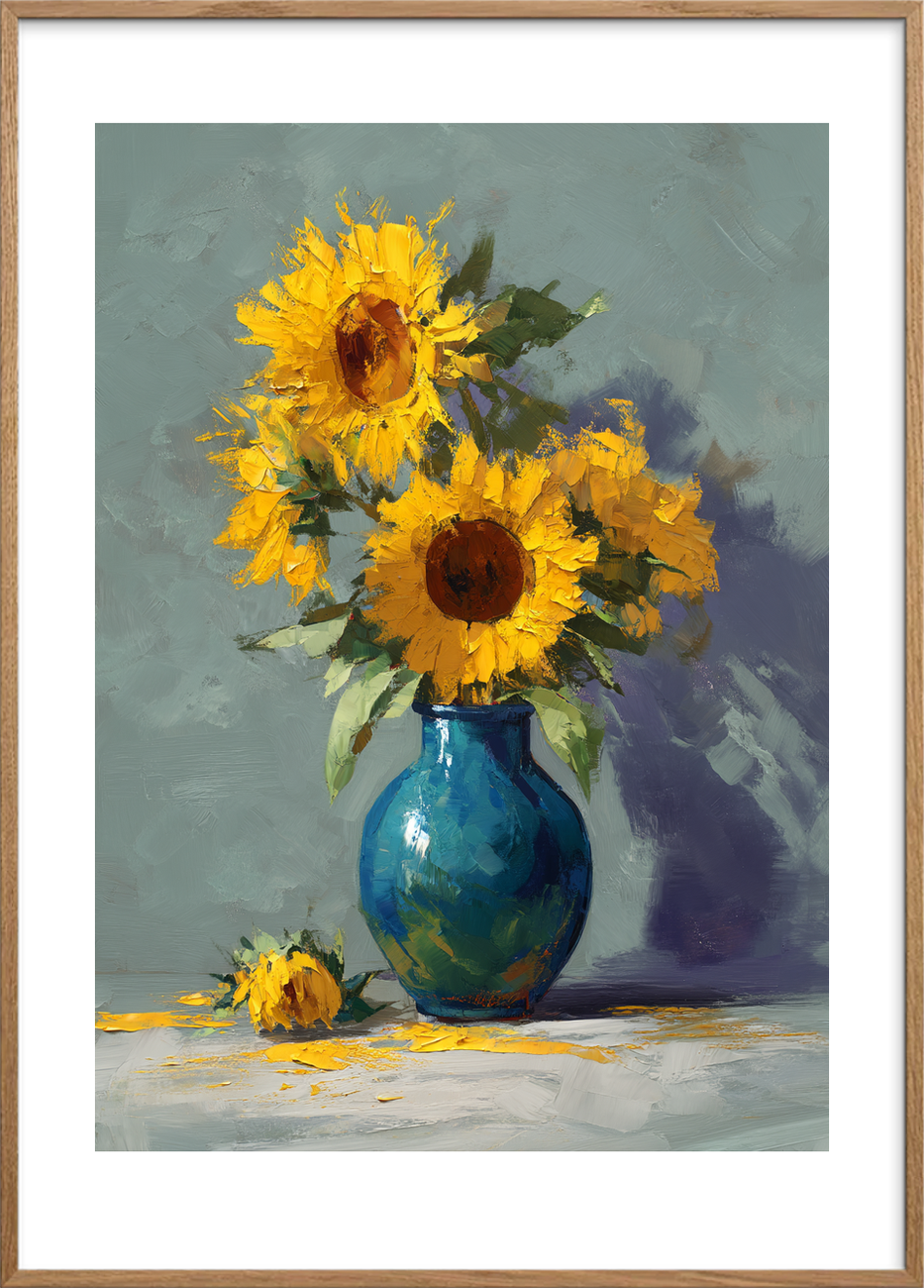 Solens smag af honning - Oak Frame, With White Border