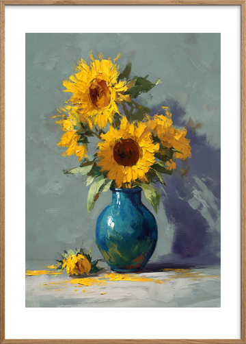 Solens smag af honning - Oak Frame, With White Border