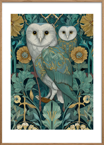 Uglernes gyldne hvisken - Oak Frame, With White Border