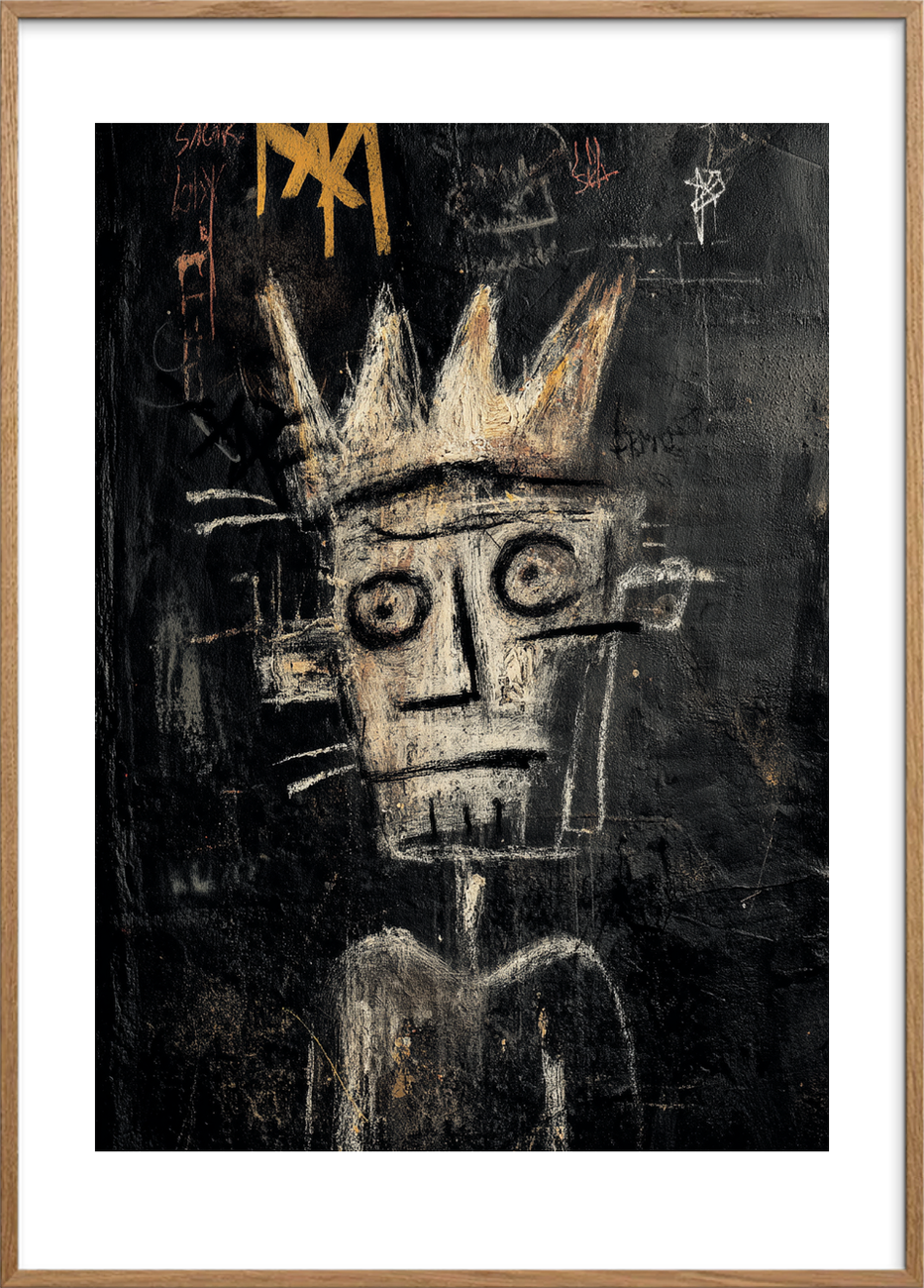 Kronens tyste skrig - Oak Frame, With White Border