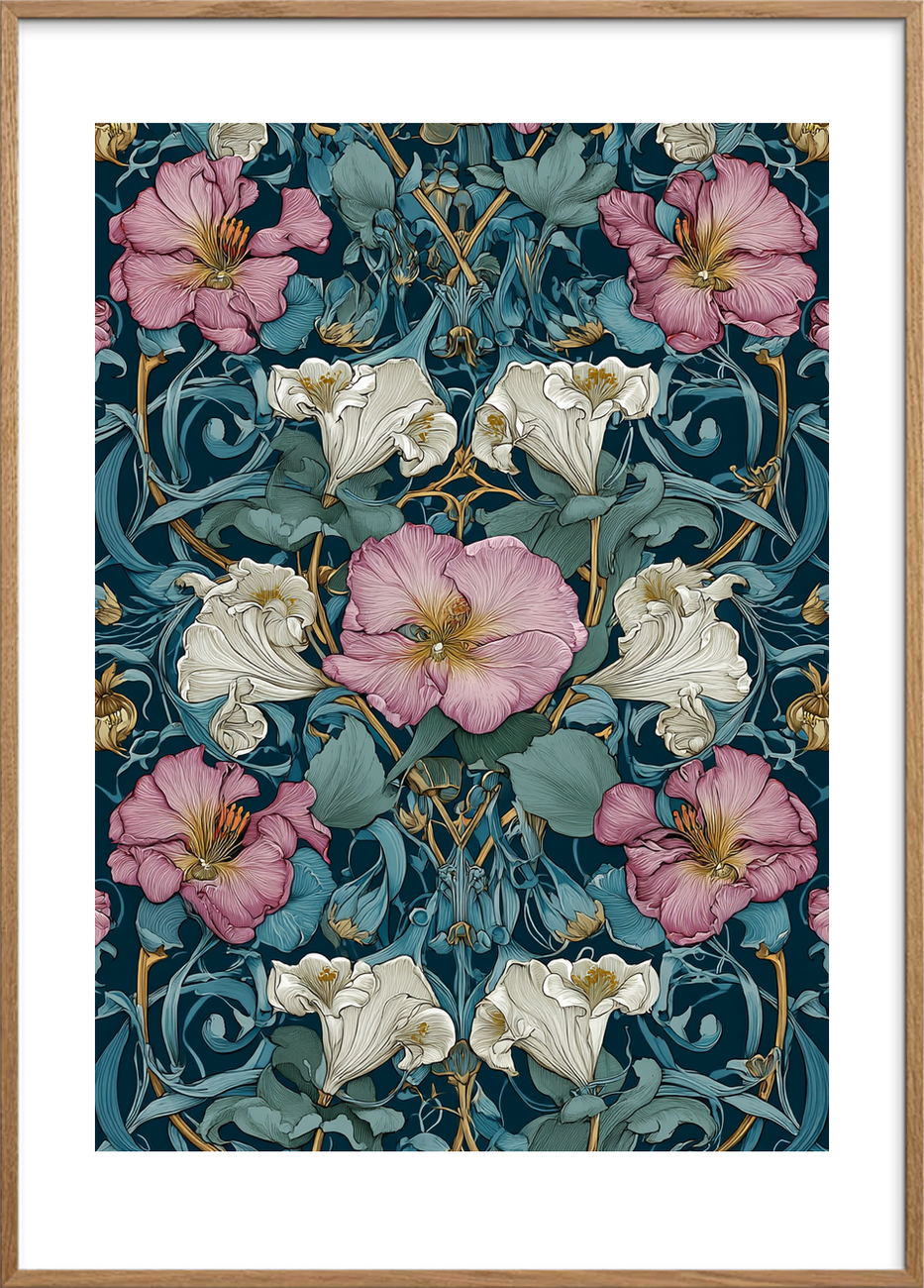 Duftens blide hvisken - Oak Frame, With White Border