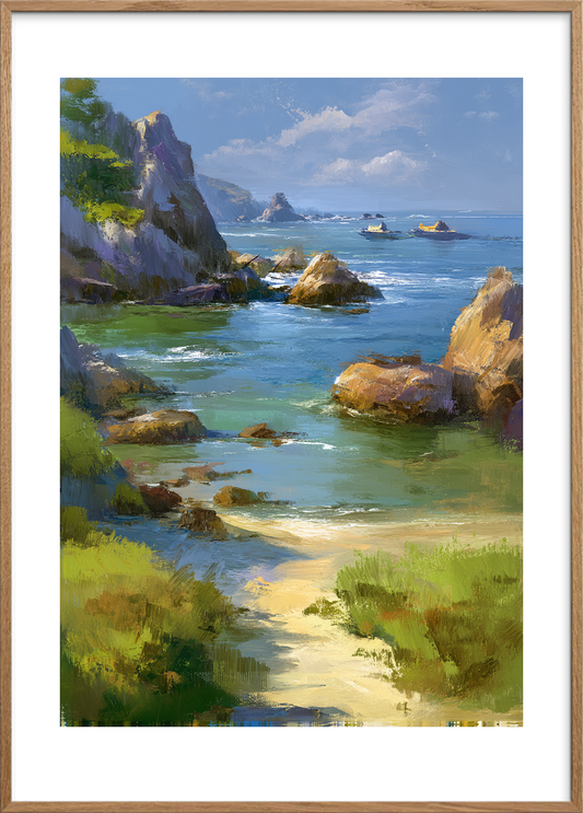 Bølgernes bløde hvisken - Oak Frame, With White Border