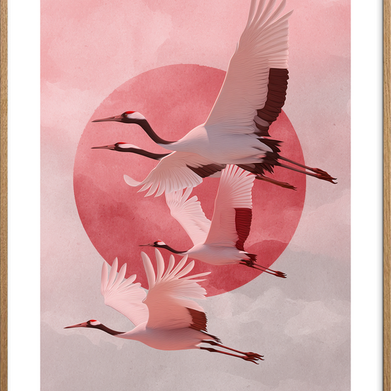 Solens sagte kald - Oak Frame, With White Border