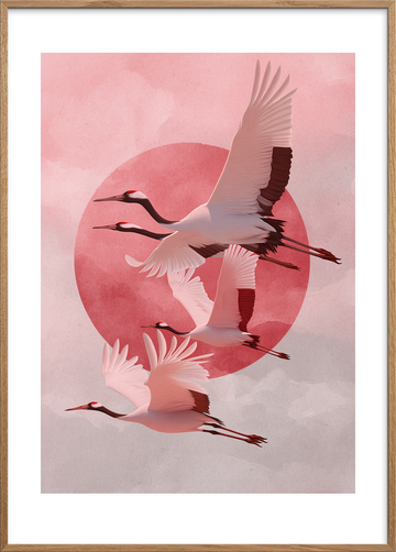 Solens sagte kald - Oak Frame, With White Border