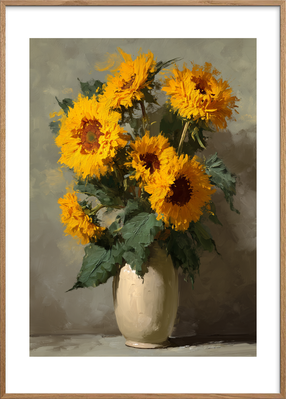 Sommerens varme børstestrøg - Oak Frame, With White Border