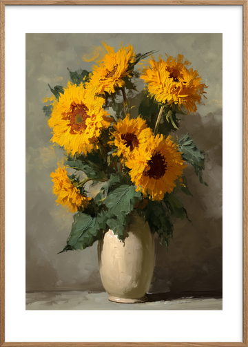 Sommerens varme børstestrøg - Oak Frame, With White Border