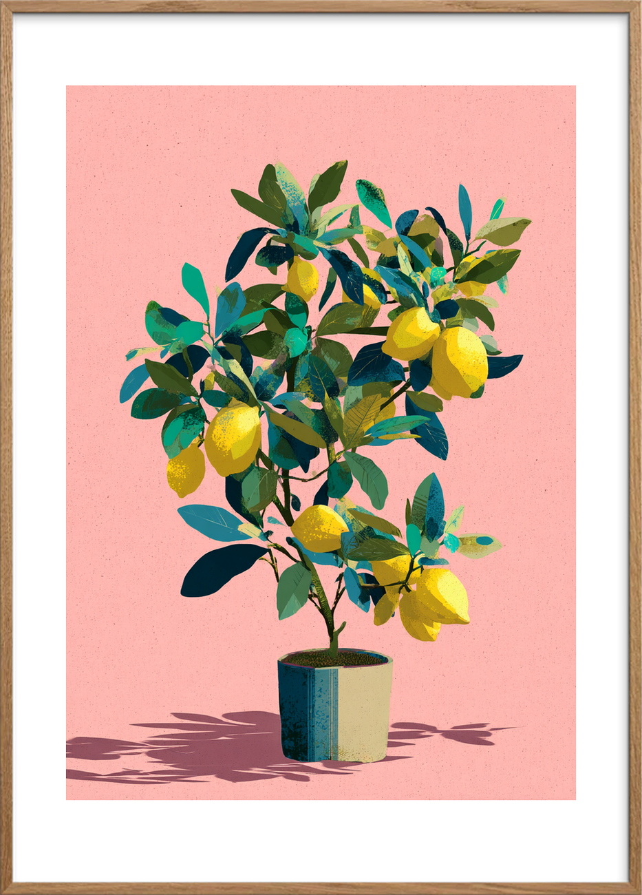 Syrlig sommer på tungen - Oak Frame, With White Border