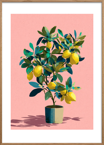 Syrlig sommer på tungen - Oak Frame, With White Border