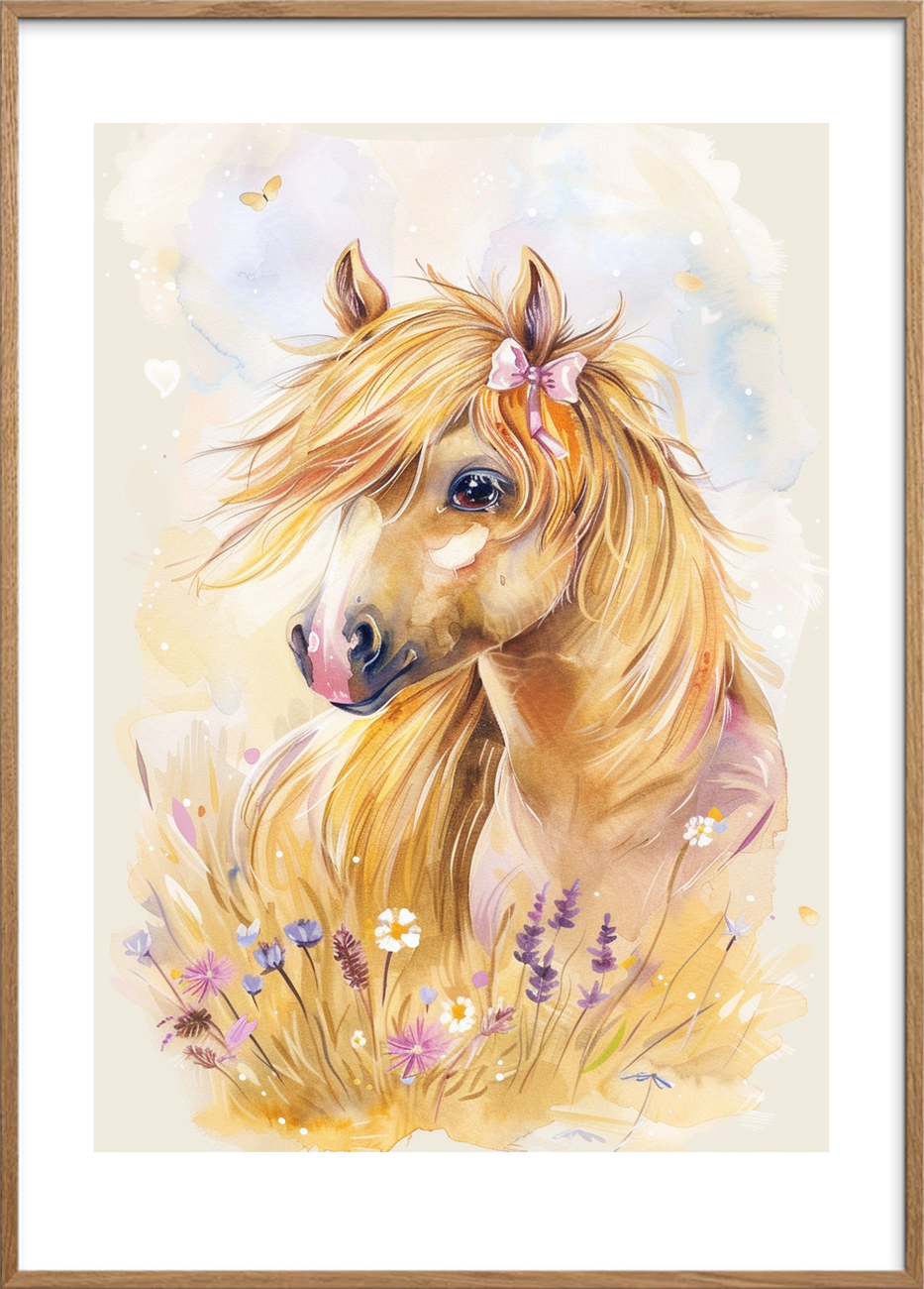 Sommerlyd i gylden manke - Oak Frame, With White Border