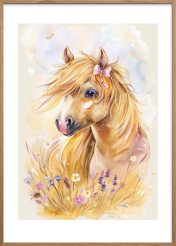 Sommerlyd i gylden manke - Oak Frame, With White Border