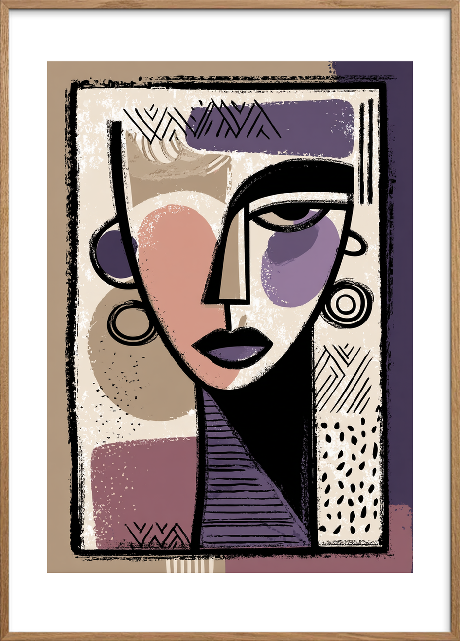 Sus af lavendel og længsel - Oak Frame, With White Border