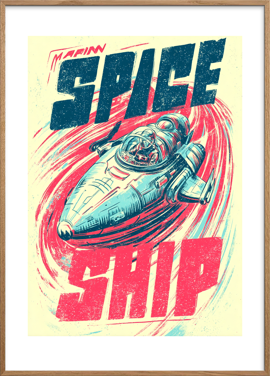 Stjernesusets kolde berøring - Oak Frame, With White Border