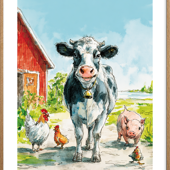 Klokkens lune sang - Oak Frame, With White Border